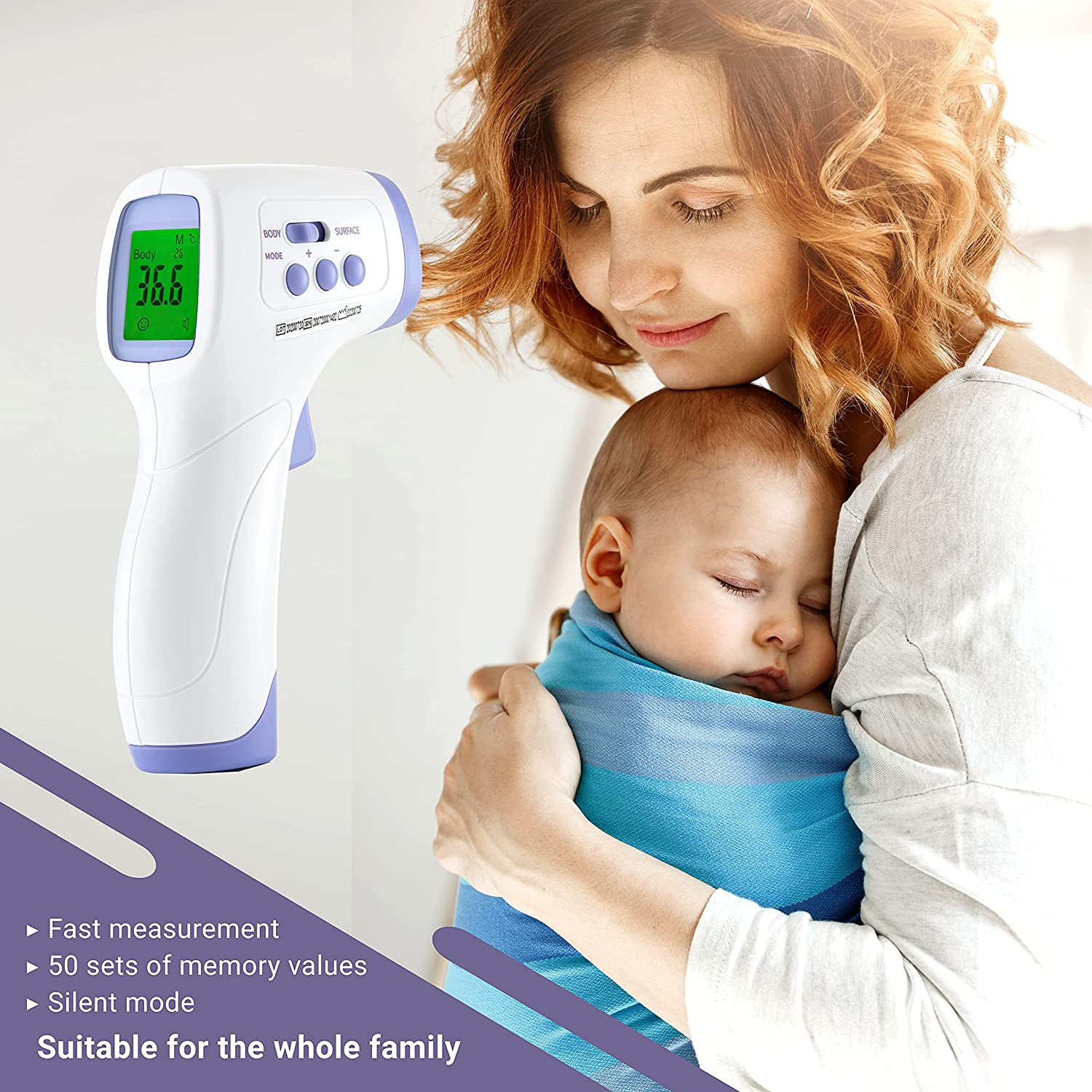 TPZ No Touch Infrared Forehead Thermometer | Thermometer Suitable for Baby and Adult | Use with Instant Read | for Fever, Medical Digital Body