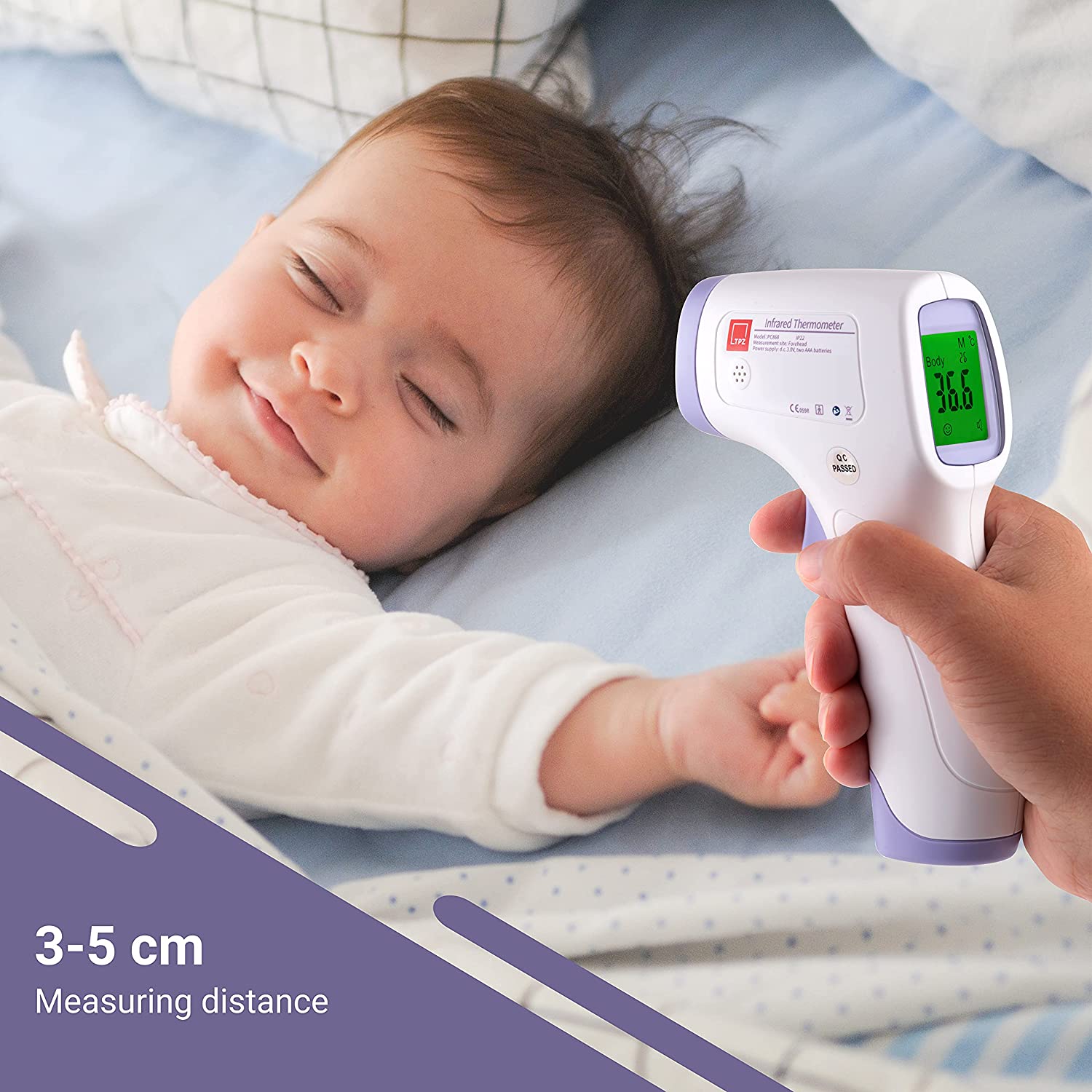 TPZ No Touch Infrared Forehead Thermometer | Thermometer Suitable for Baby and Adult | Use with Instant Read | for Fever, Medical Digital Body